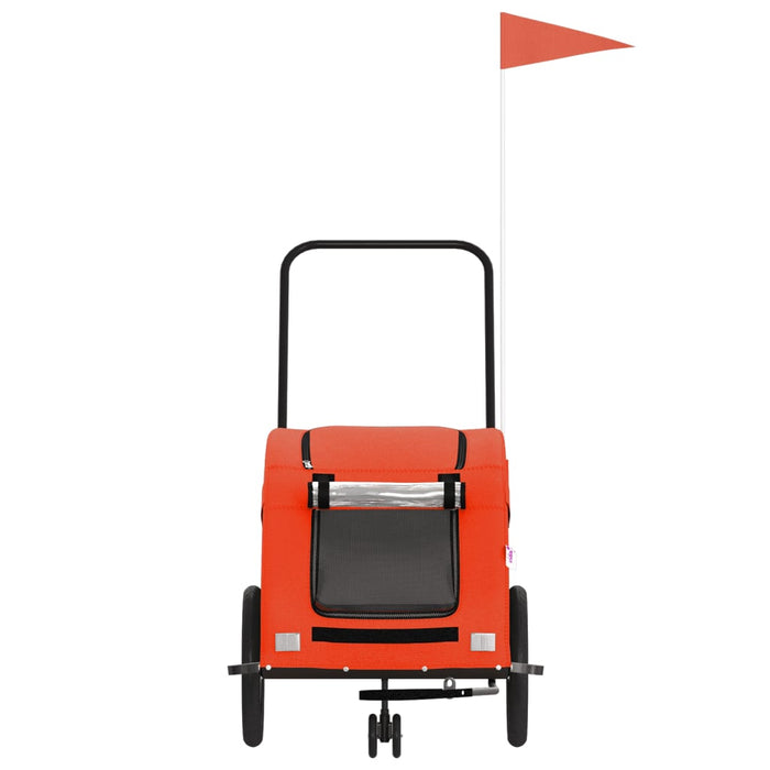 Rimorchio da Bici per Animali Arancione e Grigio Oxford e Ferro