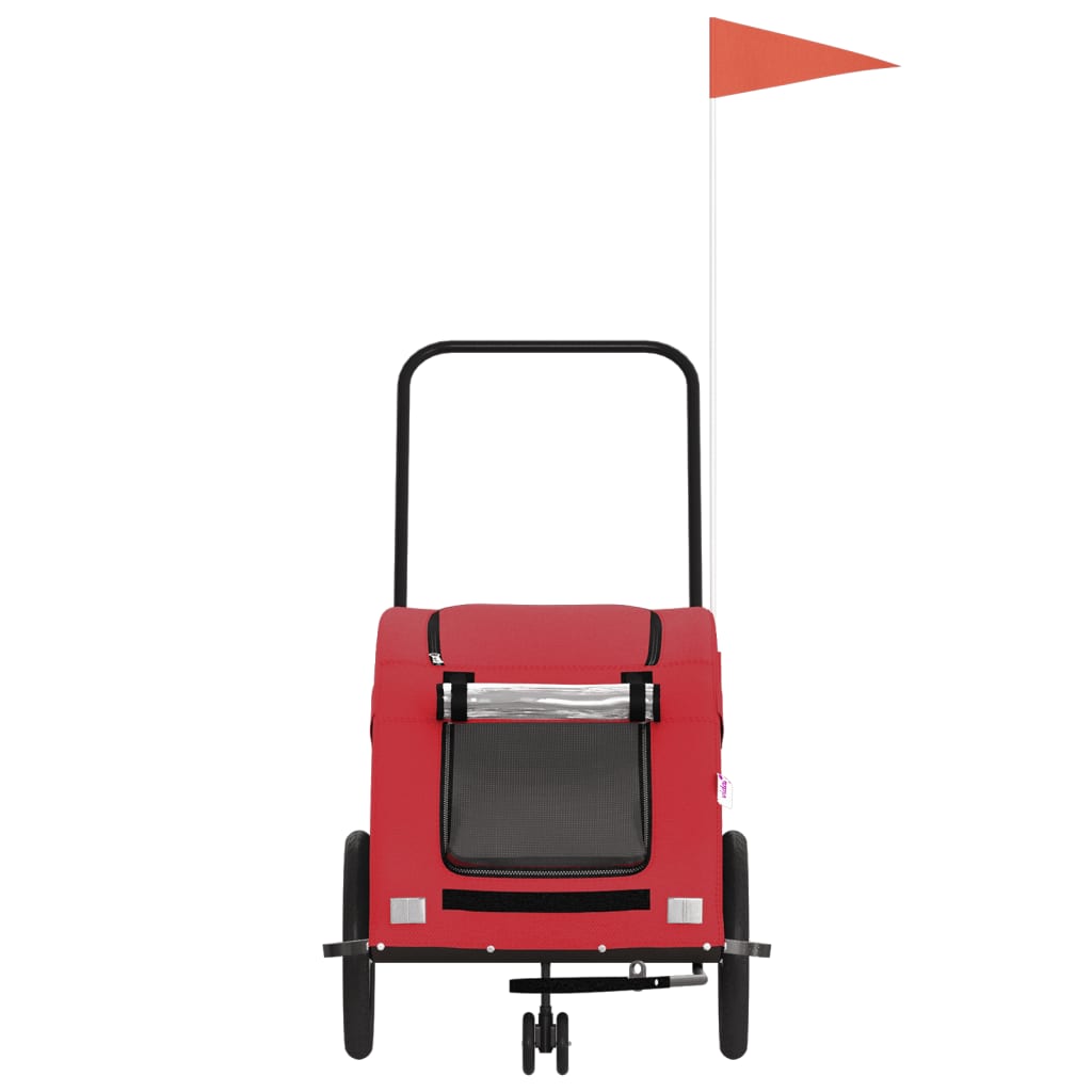 Rimorchio da Bici per Animali Rosso Oxford e Ferro 93978