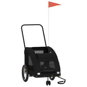 Rimorchio da Bici per Animali Nero Oxford e Ferro 93982