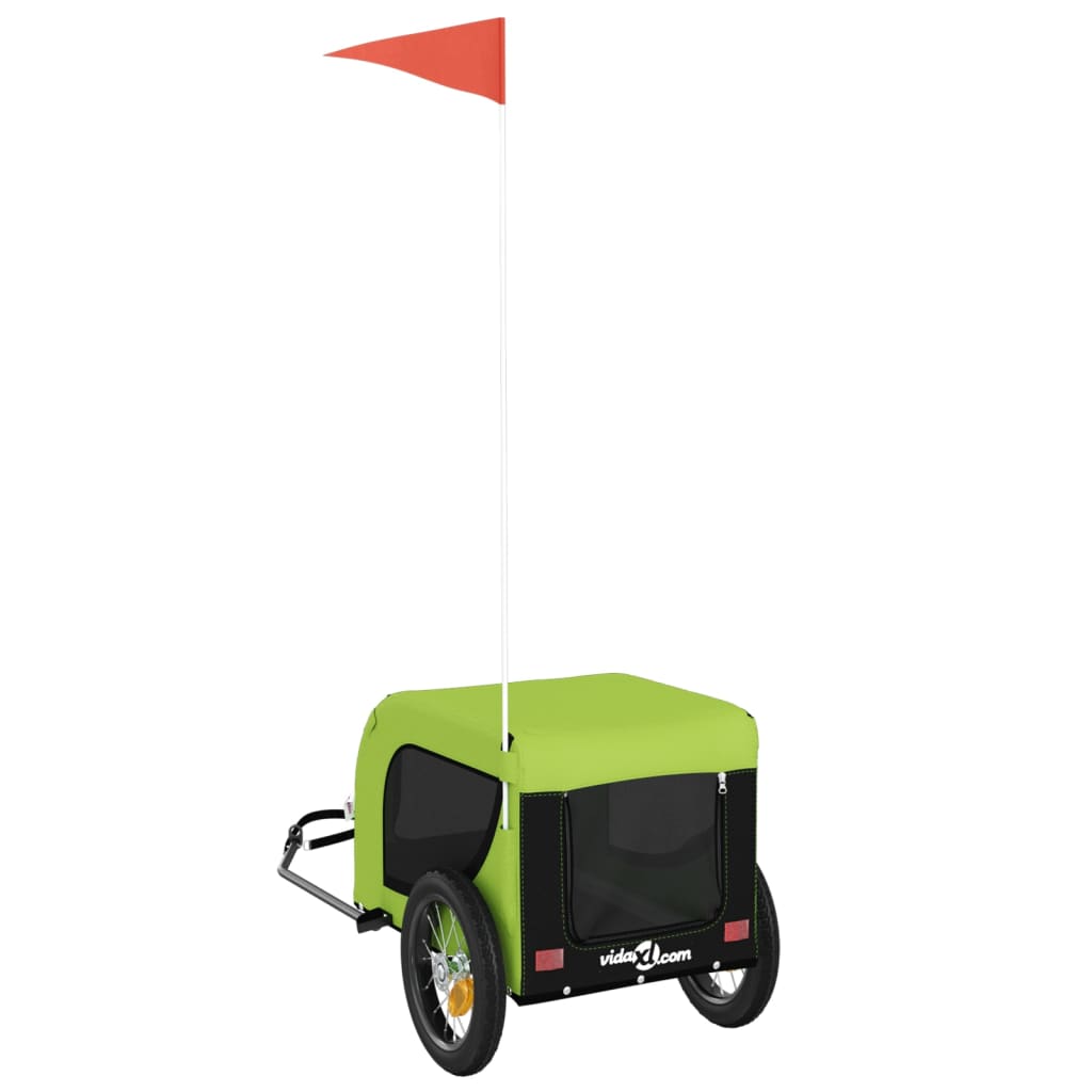 Rimorchio da Bici per Animali Verde e Nero Oxford e Ferro 93997