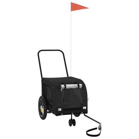 Rimorchio da Bici per Animali Nero Oxford e Ferro