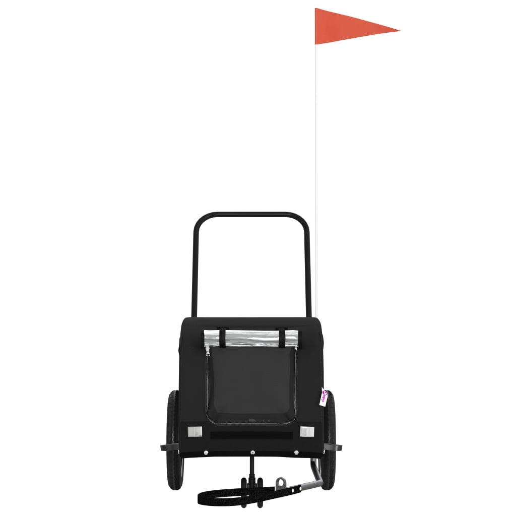 Rimorchio da Bici per Animali Nero Oxford e Ferro