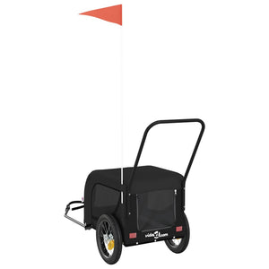 Rimorchio da Bici per Animali Nero Oxford e Ferro