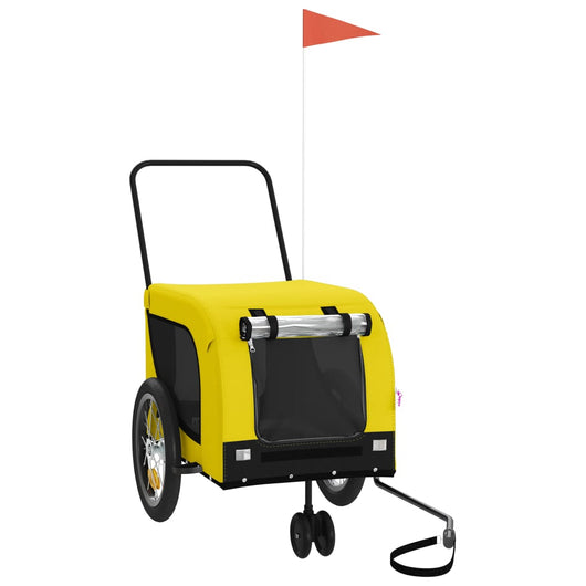 Rimorchio da Bici per Animali Giallo e Nero Oxford e Ferro