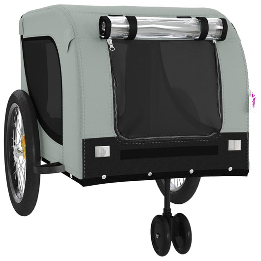 Carrello rimorchio per bici per animali domestici grigio e nero 02_0044267