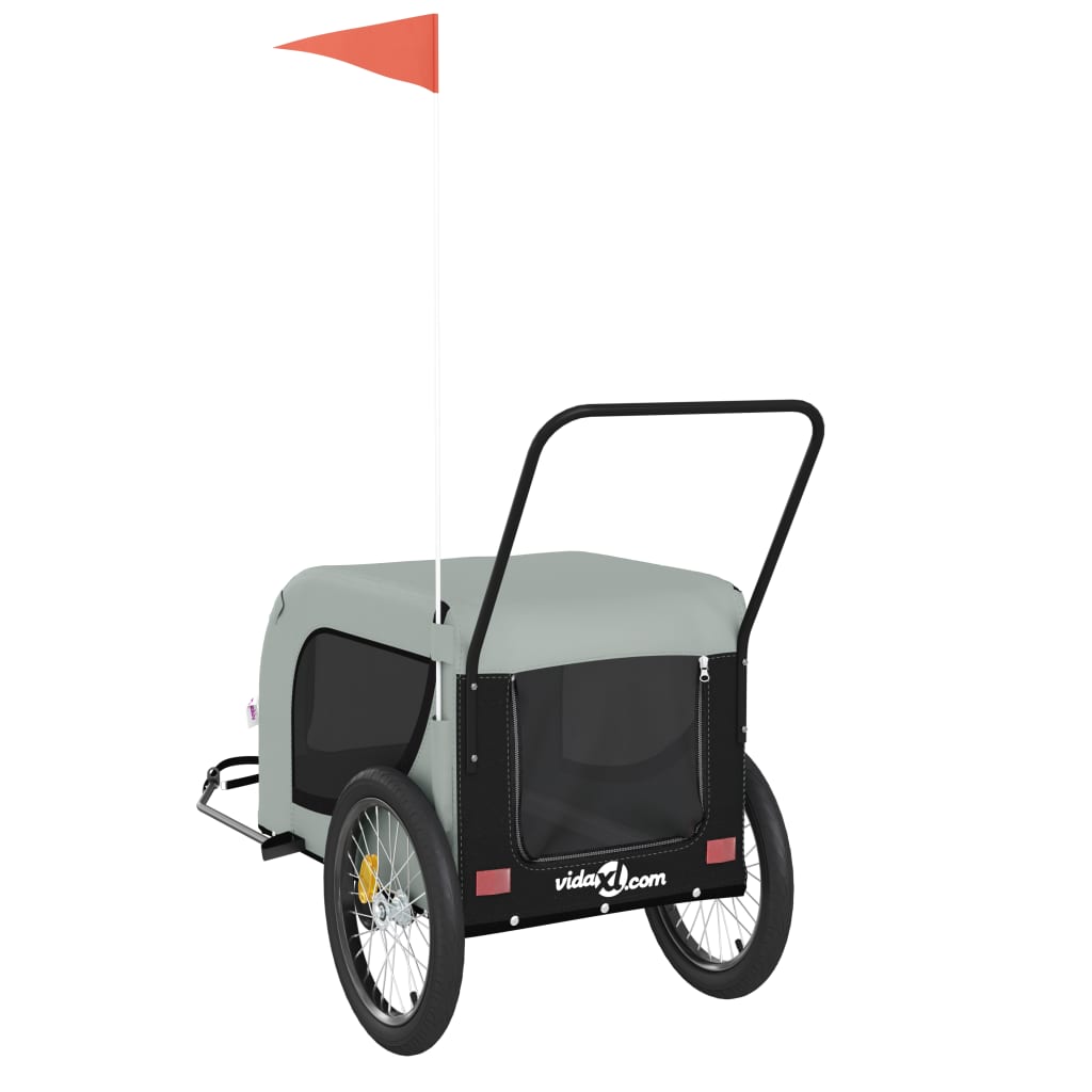 Carrello rimorchio per bici per animali domestici grigio e nero 02_0044267