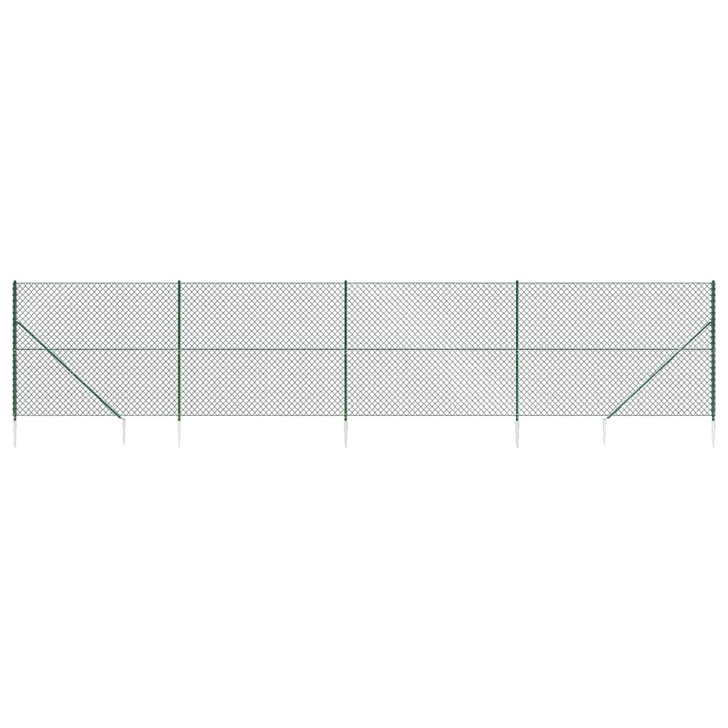 Recinzione a Rete con Picchetti Ancoraggio Verde 1,4x10 m 153923