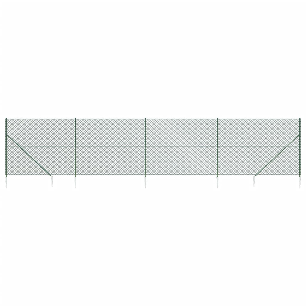 Recinzione a Rete con Picchetti Ancoraggio Verde 1,6x10 m 153924