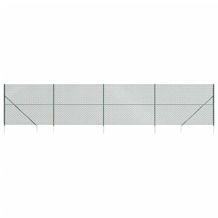 Recinzione a Rete con Picchetti Ancoraggio Verde 1,6x10 m 153924