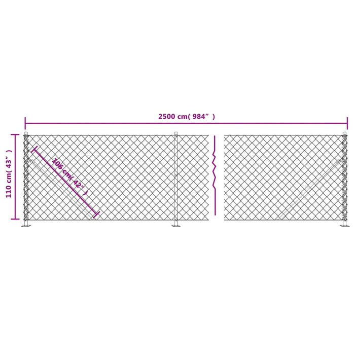 Recinzione a Rete con Flangia Verde 1,1x25 m 153946