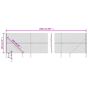 Recinzione a Rete con Picchetti Ancoraggio Antracite 1,6x25 m 153980