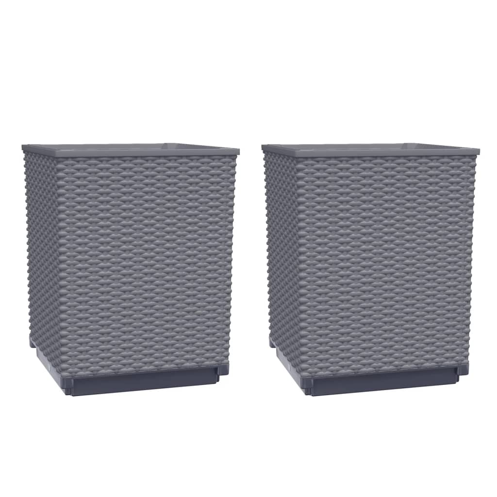 Vaso per fioriera aiuola rialzata piante fiori giardino terrazze set da 2 30 x 30 x 37 cm polipropilene grigio 02_0038924