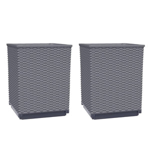 Vaso per fioriera aiuola rialzata piante fiori giardino terrazze set da 2 30 x 30 x 37 cm polipropilene grigio 02_0038924