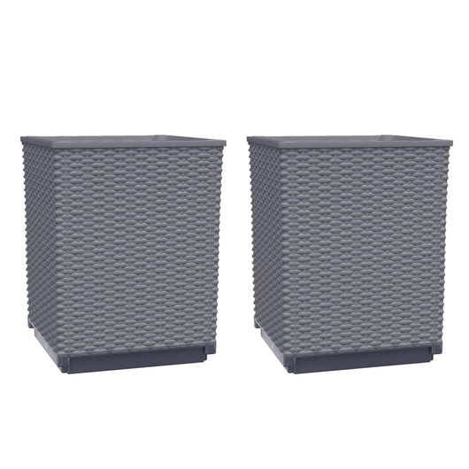Vaso per fioriera aiuola rialzata piante fiori giardino terrazze set da 2 30 x 30 x 37 cm polipropilene grigio 02_0038924