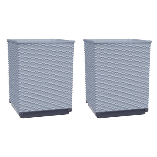 Vaso per fioriera aiuola rialzata piante fiori giardino terrazze set da 2 trasparente 30 x 30 x 37 cm polipropilene grigio 02_0039069