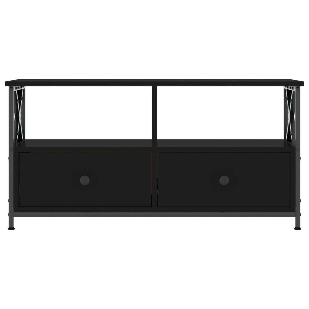 Mobile Porta TV Nero 90x33x45 cm in Legno Multistrato e Ferro 831793