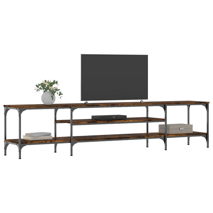 Mobile TV-Credenza per TV-Console TV Rovere Fumo 201x35x45 cm in Legno Multistrato e Ferro