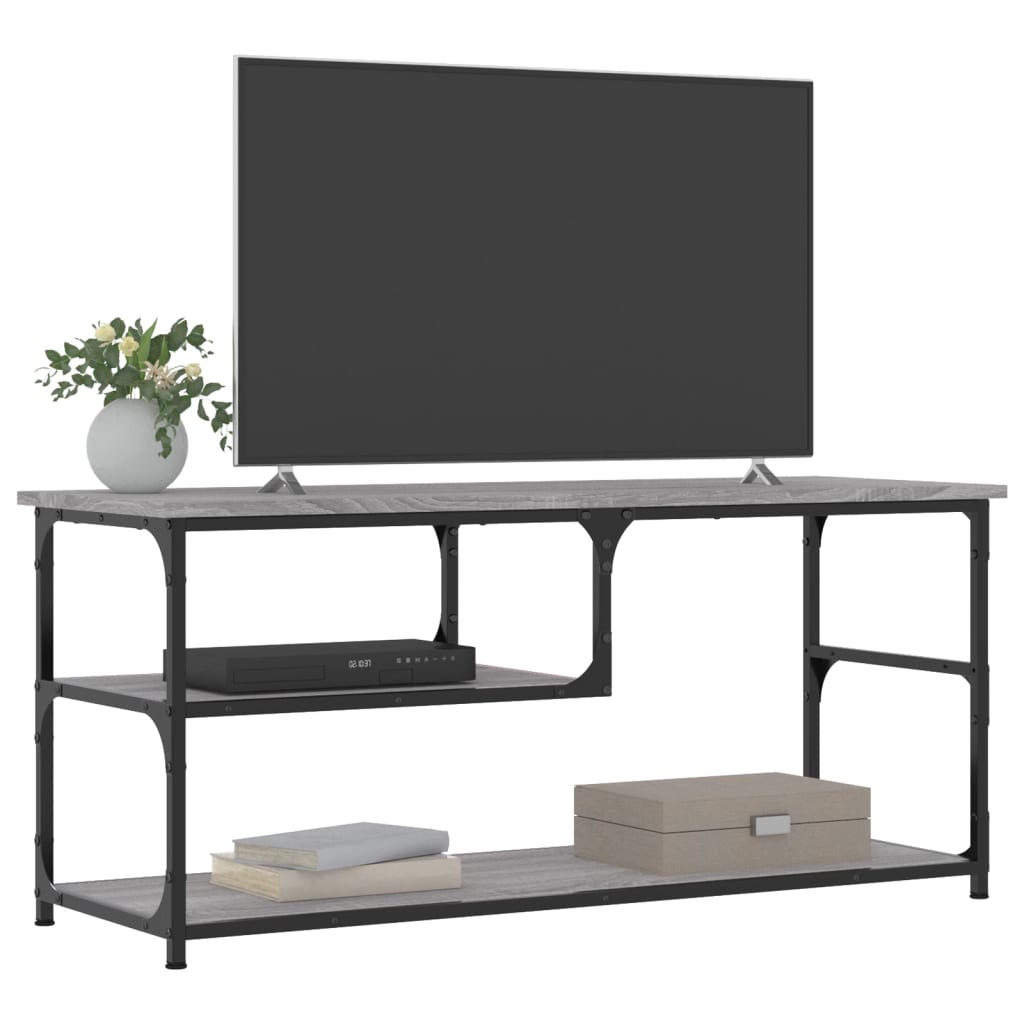 Mobile TV-Credenza TV-Console TV Grigio Sonoma 103x38x46,5cm Legno Multistrato Acciaio