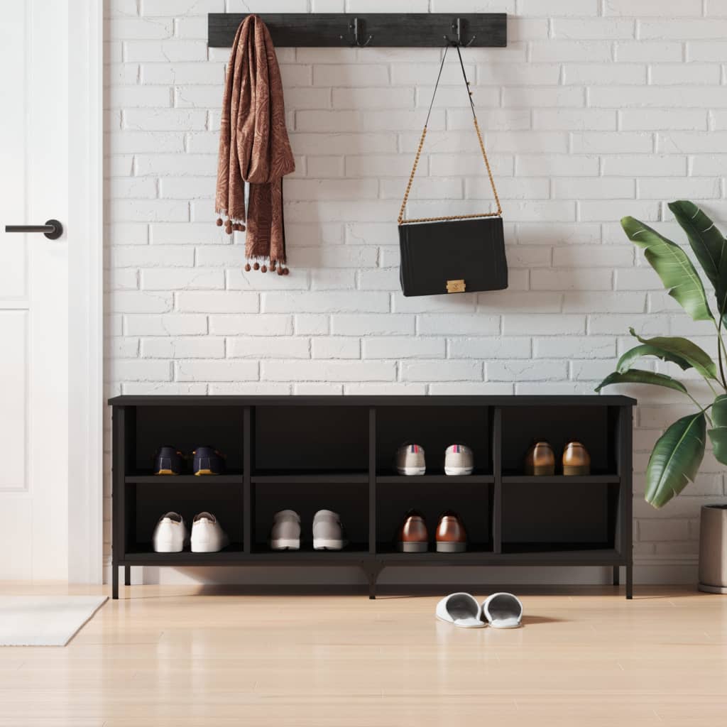 Scarpiera Nera 131x35x50 cm in Legno Multistratocod mxl 79229