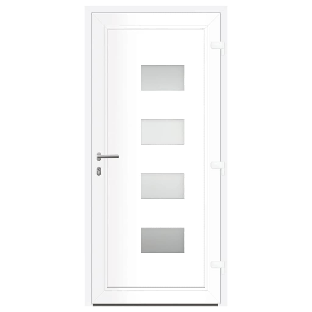 Porta Ingresso Bianca 100x210 cm in Alluminio e PVC 3157063
