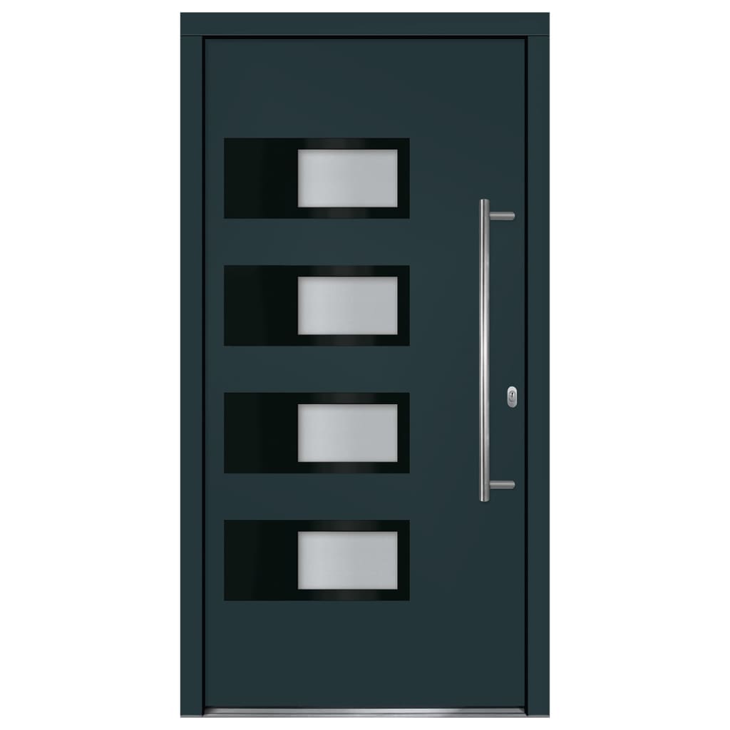 Porta Ingresso Antracite 100x200 cm in Alluminio e PVC 3157068