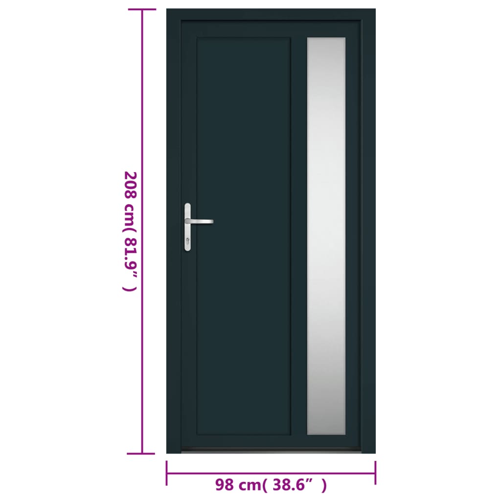 Porta Ingresso Antracite 98x208 cm in PVC 3157101