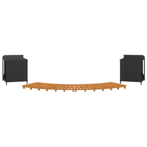 Bordo per Spa Nero in Polyrattan e Legno Massello di Acacia 3157106