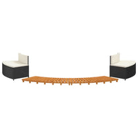 Bordo per Spa Nero in Polyrattan e Legno Massello di Acacia 3157107