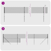 Recinzione Metallica con Picchetti Ancoraggio Antracite 1,4x10m 154243
