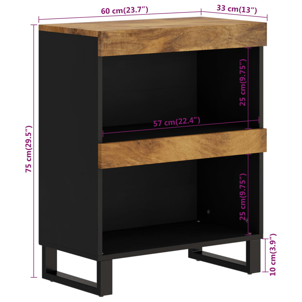 Credenza-Buffet-Armadio da cucina 60x33x75 cm in Legno Massello di Mango 463568