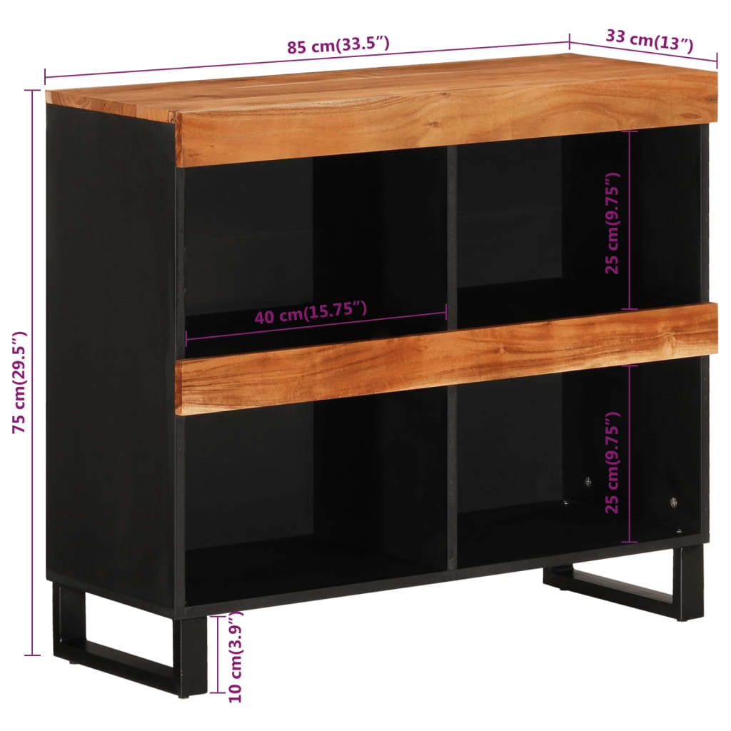 Credenza-Buffet-Armadio da cucina 85x33x75 cm in Legno Massello di Acacia