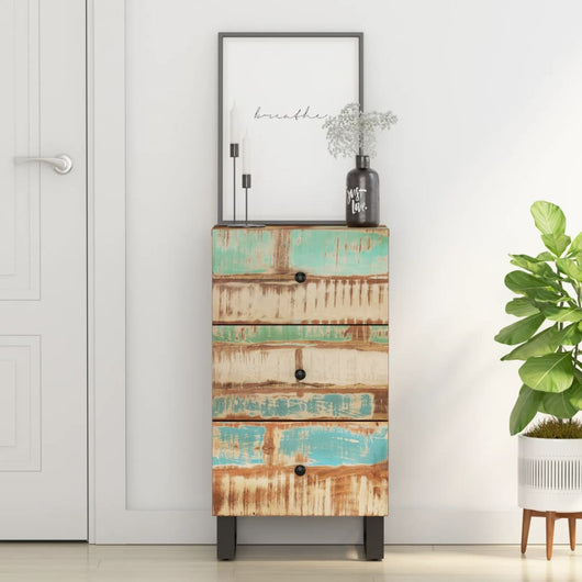 vidaXL Credenza con 3 Cassetti 40x33,5x75cm Legno Massello di Recupero