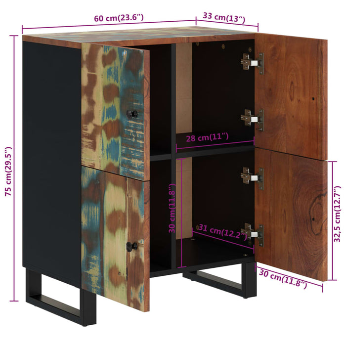 Credenza con 4 Ante 60x33x75 cm in Legno Massello di Recupero 352919