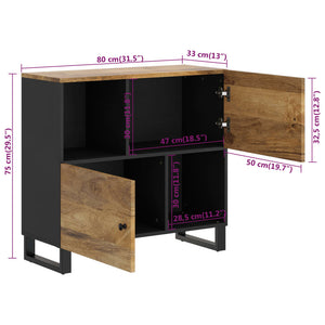 vidaXL Credenza con 2 Ante 80x33x75 cm in Legno Massello di Mango