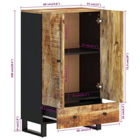 Credenza con Cassetto 60x33x100 cm Legno Massello Mango e Ferro 352933