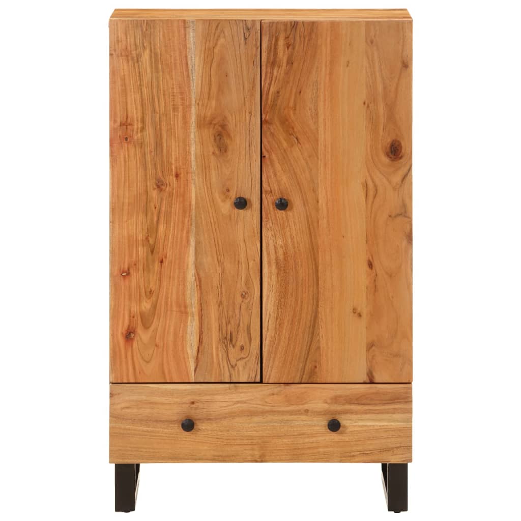 Credenza con Cassetto-Buffet-Armadio da cucina 60x33x100cm Legno Massello Acacia e Ferro