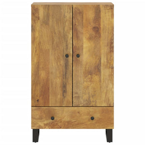 Credenza con Cassetto 60x33x100 cm Legno Massello Mango e Ferro