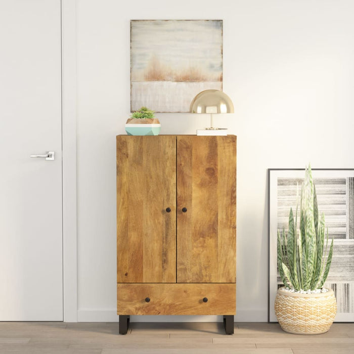 Credenza con Cassetto-Buffet-Armadio da cucina 60x33x100 cm Legno Massello Mango e Ferro 177781
