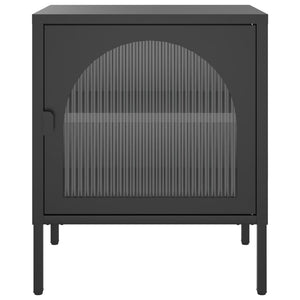 Comodino Nero 50x35x60 cm Vetro e Acciaio 352997