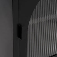 Comodino Nero 50x35x60 cm Vetro e Acciaio 352997