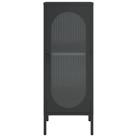 Credenza Nera 40x35x105 cm Vetro e Acciaio 352999