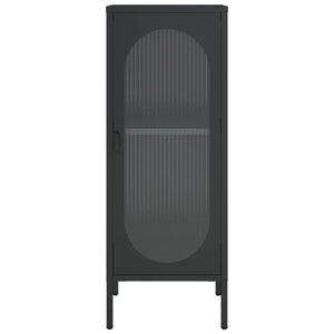 Credenza Nera 40x35x105 cm Vetro e Acciaio 352999