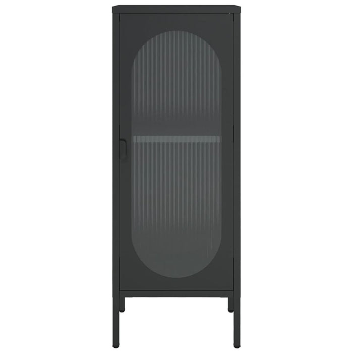 Credenza Nera 40x35x105 cm Vetro e Acciaio 352999