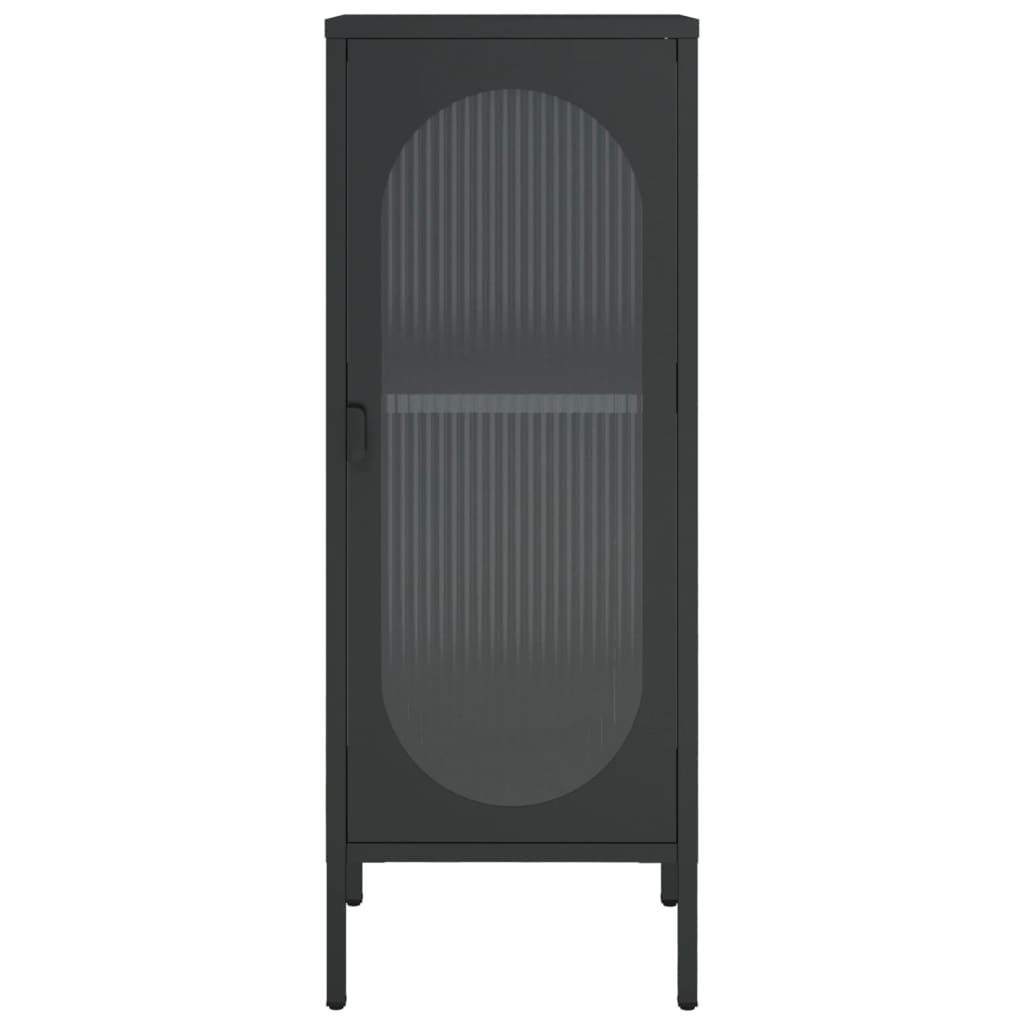 Credenza-Buffet-Armadio da cucina Nera 40x35x105 cm Vetro e Acciaio