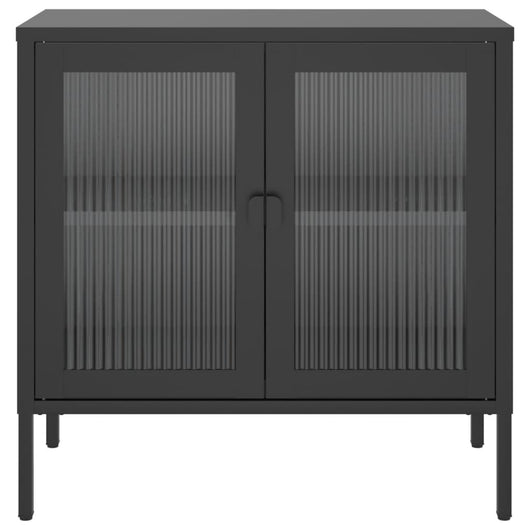 Credenza buffet cassettiera mobile contenitore organizer cucina soggiorno soggiorno 70 x 35 x 70 cm vetro e acciaio nero 02_0036107