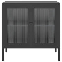 Credenza Nera 70x35x70 cm Vetro e Acciaio 353001