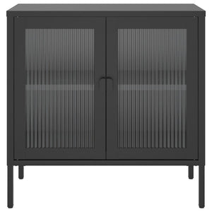 Credenza Nera 70x35x70 cm Vetro e Acciaio 353001