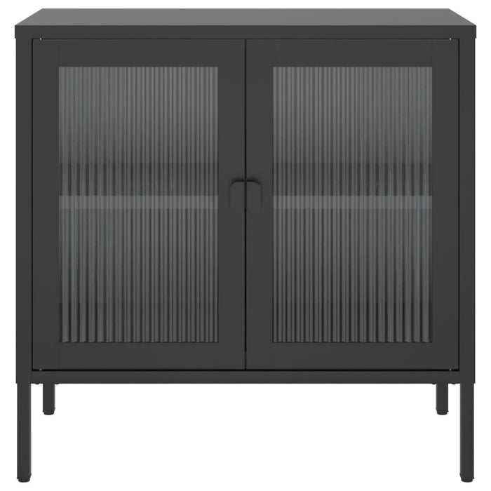 Credenza-Buffet-Armadio da cucina Nera 70x35x70 cm Vetro e Acciaio