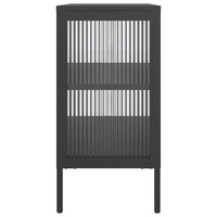 Credenza Nera 70x35x70 cm Vetro e Acciaio 353001