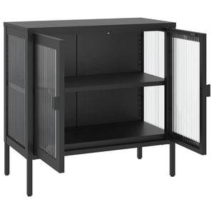 Credenza buffet cassettiera mobile contenitore organizer cucina soggiorno soggiorno 70 x 35 x 70 cm vetro e acciaio nero 02_0036107